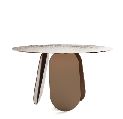 Стол обеденный POLLY DINING TABLE PERLA BEIGE BRONZE PAINTED HAMMERED  140X140X75 СМ. (NRM00744)