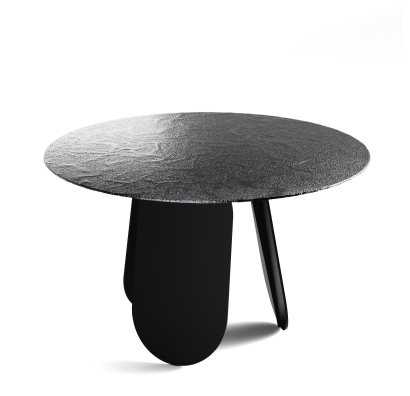 Стол обеденный POLLY DINING TABLE BLACK SMOKY PAINTED HAMMERED  140X140X75 СМ. (NRM00746)