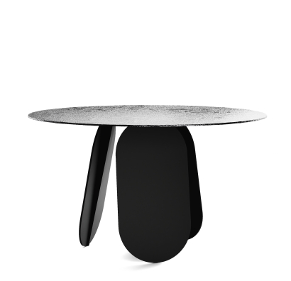 Стол обеденный POLLY DINING TABLE BLACK SMOKY PAINTED HAMMERED  140X140X75 СМ. (NRM00746)