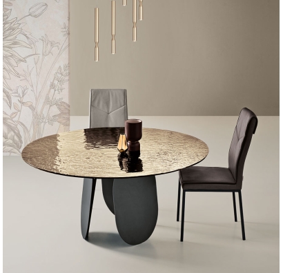 Стол обеденный POLLY DINING TABLE BLACK BRONZE PAINTED HAMMERED  120X120X75 СМ. (NRM00740)