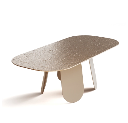 Стол обеденный POLLY DINING TABLE PERLA BEIGE BRONZE PAINTED HAMMERED  240X110X75 СМ. (NRM00750)