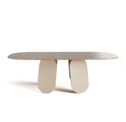 Стол обеденный POLLY DINING TABLE PERLA BEIGE BRONZE PAINTED HAMMERED  240X110X75 СМ. (NRM00750)