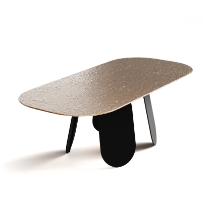 Стол обеденный POLLY DINING TABLE BLACK BRONZE HAMMERED GLASS  240X110X75 СМ. (NRM00759)