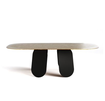 Стол обеденный POLLY DINING TABLE BLACK BRONZE HAMMERED GLASS  240X110X75 СМ. (NRM00759)