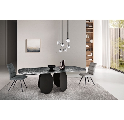 Стол обеденный POLLY DINING TABLE BLACK SMOKY PAINTED HAMMERED  240X110X75 СМ. (NRM00758)