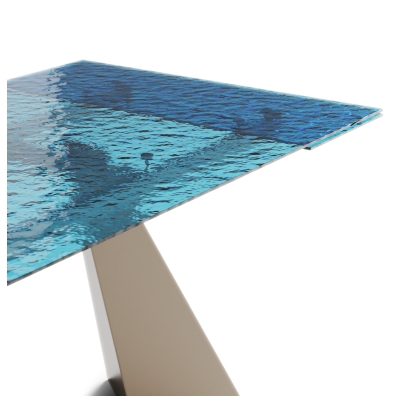 Стол обеденный STANT DINING TABLE PERLA BEIGE BLUE CLEAR HAMMERED GLASS  240X90X75 СМ. (NRM00760)