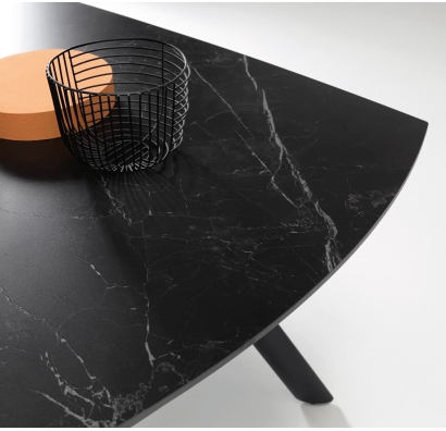 Стол обеденный JET DINING TABLE BLACK MATT BLACK MARBLE  210X90X76 СМ. (NRM01201)