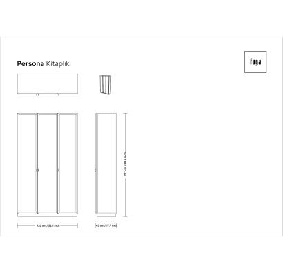 Шкаф напольный PERSONA Bookcase 3 Section 6 Door / / 265X45X227 СМ. (FUG00034)