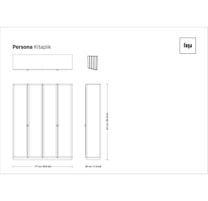 Шкаф напольный PERSONA Bookcase 3 Section 6 Door / / 265X45X227 СМ. (FUG00034)