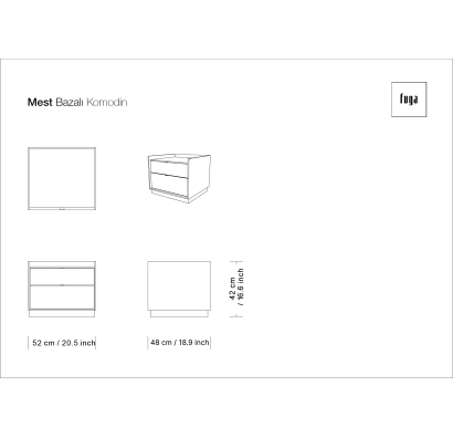 Тумба прикроватная MEST NIGHTSTAND WITH BASE / / / 62X48X42 СМ. (FUG00088)