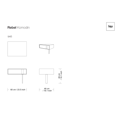 Тумба прикроватная REBEL NIGHTSTAND / / / 60X46X46 СМ. (FUG00093)