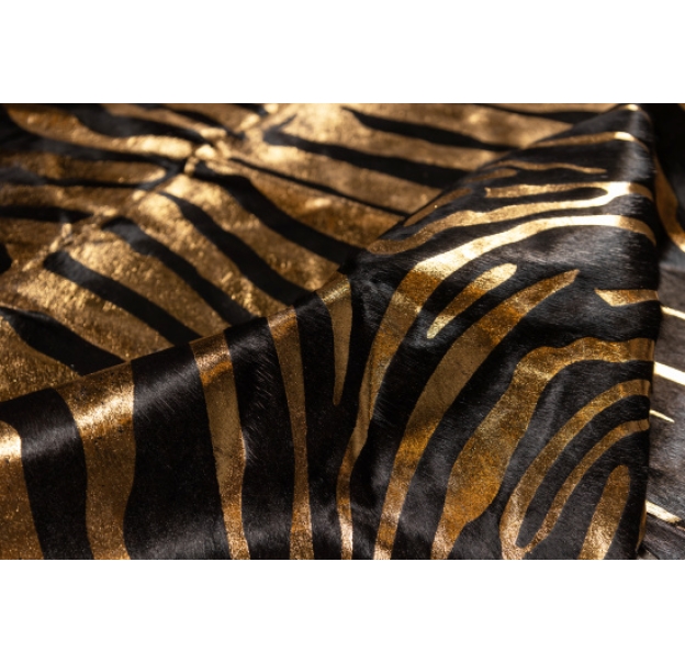 Шкура коровы COLUMBIA BLACK GOLD ZEBRA PRINT 230X200 см.  (NRC00218) черный, золотой