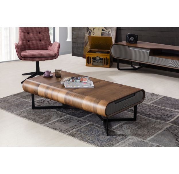 Стол журнальный LOFT COFFEE TABLE BLACK AMERICAN WALNUT  118X68X35 СМ. (NRM00049)