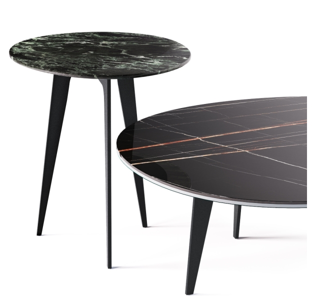 Стол приставной LINUS SIDE TABLE BLACK VERDE ALPI LUC.  51X60X55 СМ. (NRM00242)