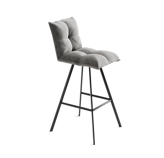 Стул полубарный TUNE BAR STOOL TESSUTO LIGHT GRAY BLACK FRAME Черный (NRM00567)