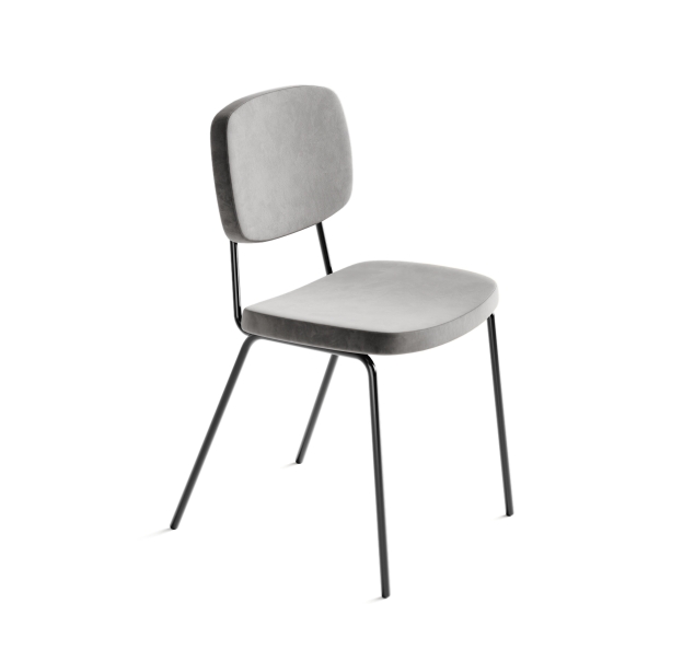 Стул интерьерный PASTEL CHAIR TESSUTO LIGHT GRAY BLACK FRAME Черный (NRM00579)