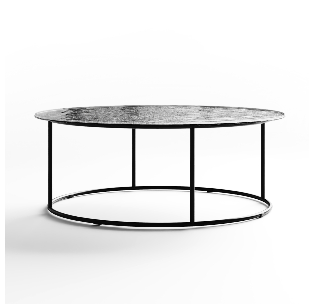 Стол журнальный ZEN COFFEE TABLE NERO VETRO MARTELLATO FUME  90X90X33 СМ. (NRM00590)