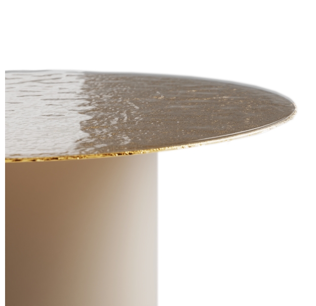 Стол журнальный NEBULA COFFEE TABLE PERLA BEIGE AMBER HAMMERED GLASS  60X60X30 СМ. (NRM00619)