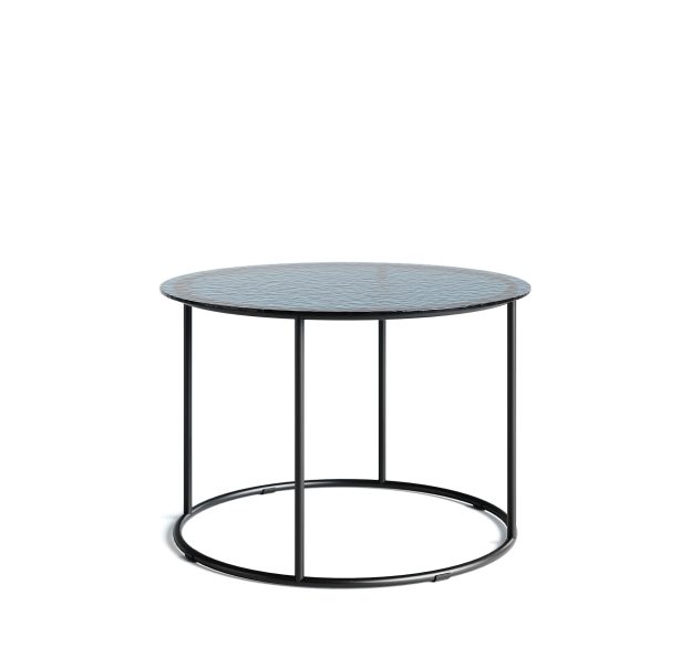 Стол журнальный ZEN SIDE TABLE NERO VETRO BLÙ MARTELLATO  60X60X42 СМ. (NRM00680)