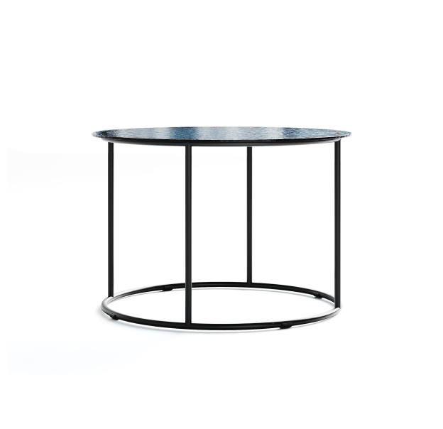 Стол журнальный ZEN SIDE TABLE NERO VETRO BLÙ MARTELLATO  60X60X42 СМ. (NRM00680)