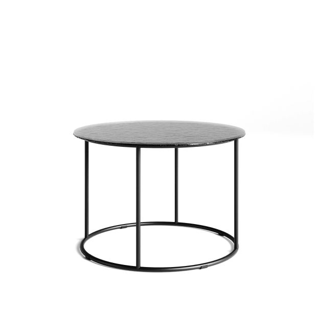 Стол журнальный ZEN SIDE TABLE NERO VETRO MARTELLATO FUME  60X60X42 СМ. (NRM00679)