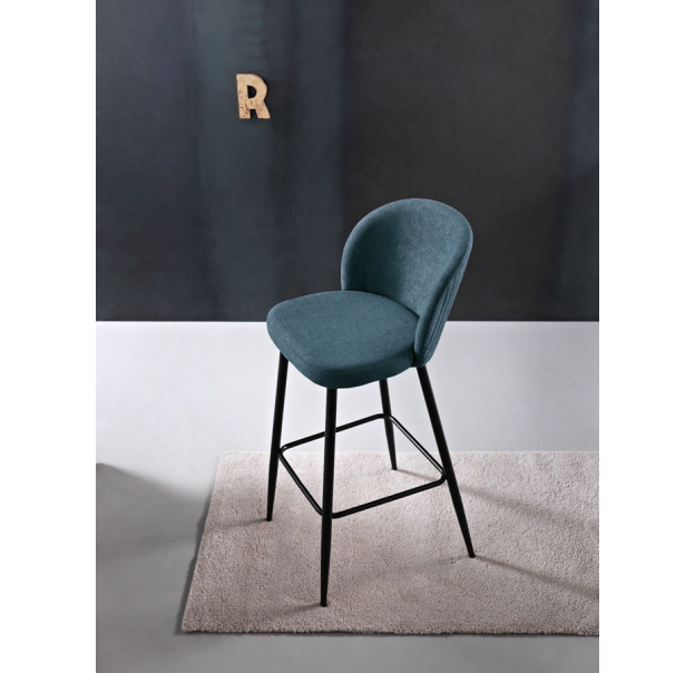 Стул полубарный EVA BAR STOOL TESSUTO BLUE BLACK FRAME Черный (NRM00692)