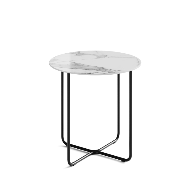 Стол приставной PARADISO SIDE TABLE NERO MARBLE EFFECT GLOSSY BIANCO STATUARIO  45X45X45 СМ. (NRM007