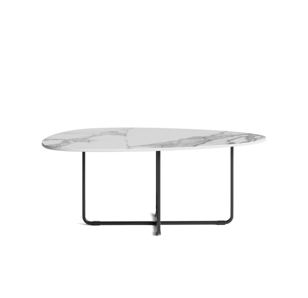 Стол журнальный APEX COFFEE TABLE BLACK MARBLE EFFECT GLOSSY BIANCO STATUARIO  90X50X35 СМ. (NRM0072