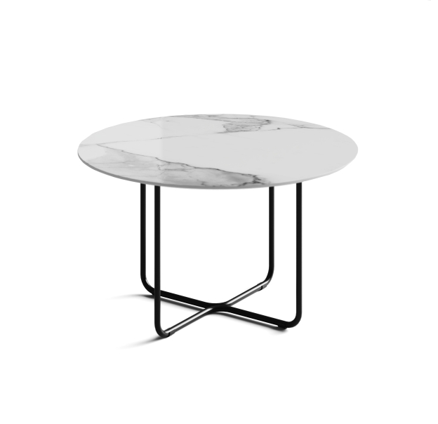 Стол журнальный PARADISO COFFEE TABLE NERO MARBLE EFFECT GLOSSY BIANCO STATUARIO  60X60X33 СМ. (NRM0