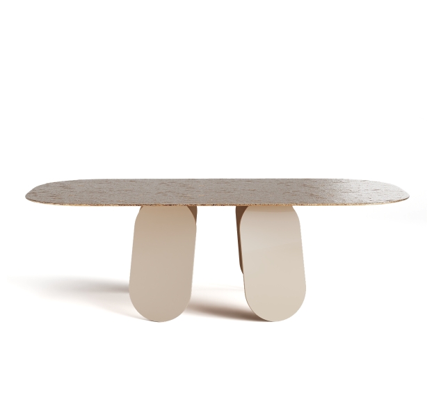 Стол обеденный POLLY DINING TABLE PERLA BEIGE BRONZE PAINTED HAMMERED  240X110X75 СМ. (NRM00750)