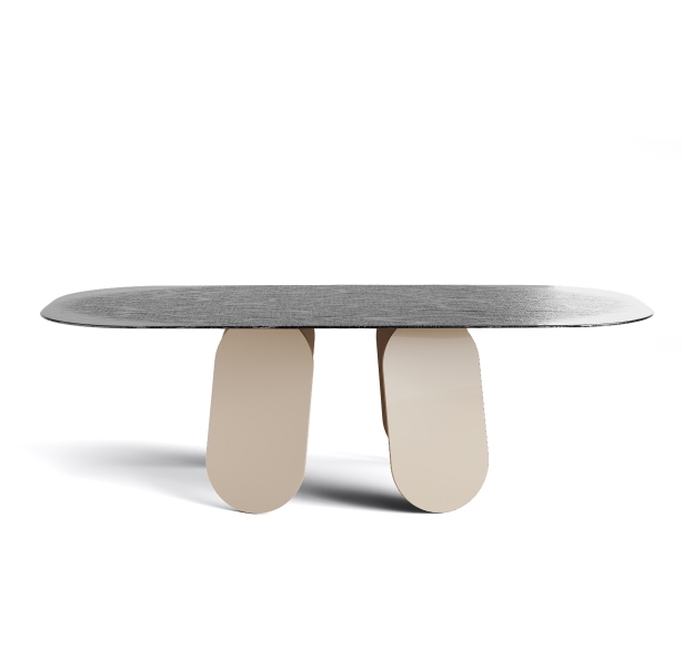 Стол обеденный POLLY DINING TABLE PERLA BEIGE SMOKY PAINTED HAMMERED  240X110X75 СМ. (NRM00755)