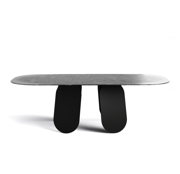 Стол обеденный POLLY DINING TABLE BLACK SMOKY PAINTED HAMMERED  240X110X75 СМ. (NRM00758)