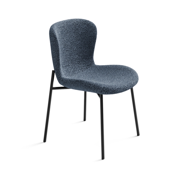 Стул интерьерный SAM CHAIR TESSUTO BOUCLÉ ÉCRU TEAL BLACK FRAME Черный (NRM00907)