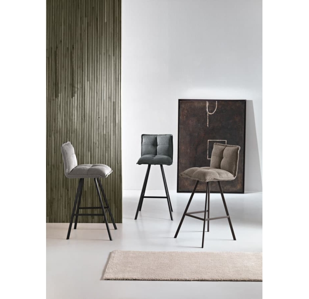 Стул полубарный TUNE BAR STOOL TESSUTO SMOKY GRAY BLACK FRAME Черный (NRM01029)