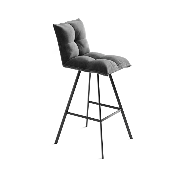 Стул полубарный TUNE BAR STOOL TESSUTO SMOKY GRAY BLACK FRAME Черный (NRM01029)