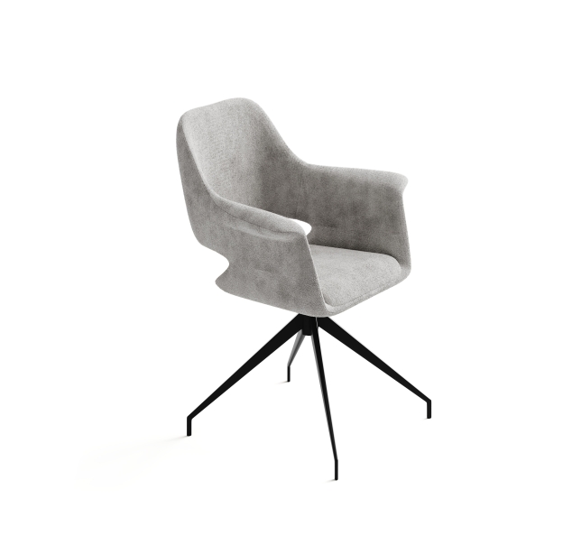 Стул крутящийся MICHELE SWIVEL CHAIR TESSUTO LIGHT GRAY BLACK FRAME Черный (NRM01180)