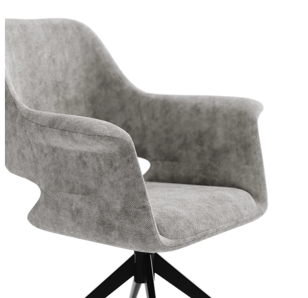 Стул крутящийся MICHELE SWIVEL CHAIR TESSUTO LIGHT GRAY BLACK FRAME Черный (NRM01180)