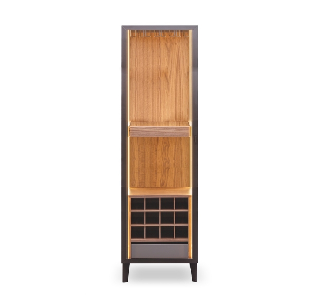 Комод PERSONA BAR CABINET Polished walnut Polished walnut GLASS 55X50X190 СМ. (FUG00006)