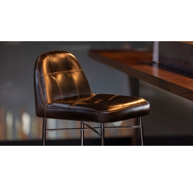 Стул барный MEST BAR STOOL Leather Black  Черный (FUG00012)