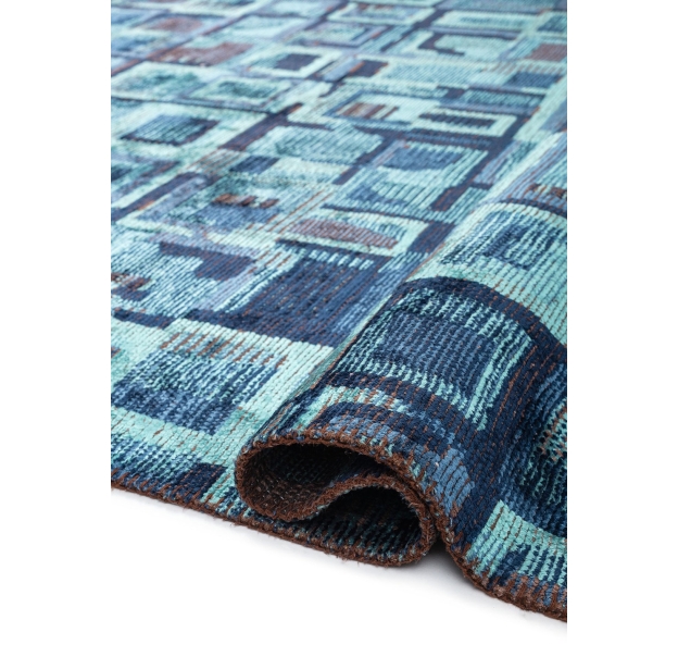 Ковер современный ETHNIQUE TRIBE 340X240 см.  (NRM02894) TURQUOISE - DARK NAVY - NAVY BLUE