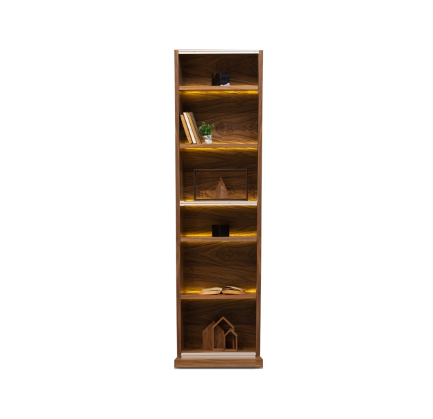 Стеллаж прямой LIBRUM BOOKCASE Natural walnut Natural walnut veneer  220X50X205 СМ. (FUG00026)