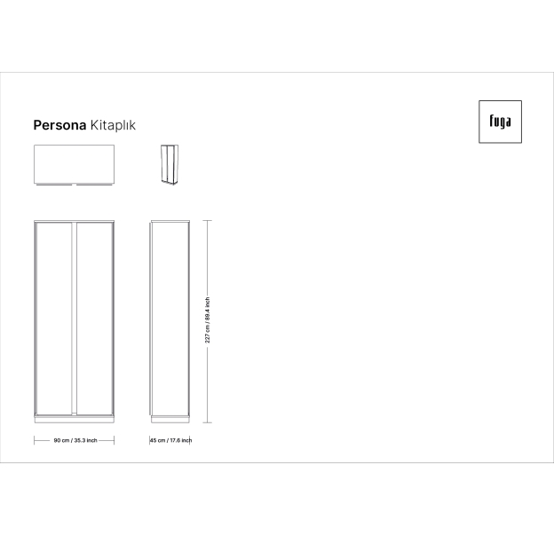 Шкаф напольный PERSONA Bookcase 3 Section 6 Door / / 265X45X227 СМ. (FUG00034)