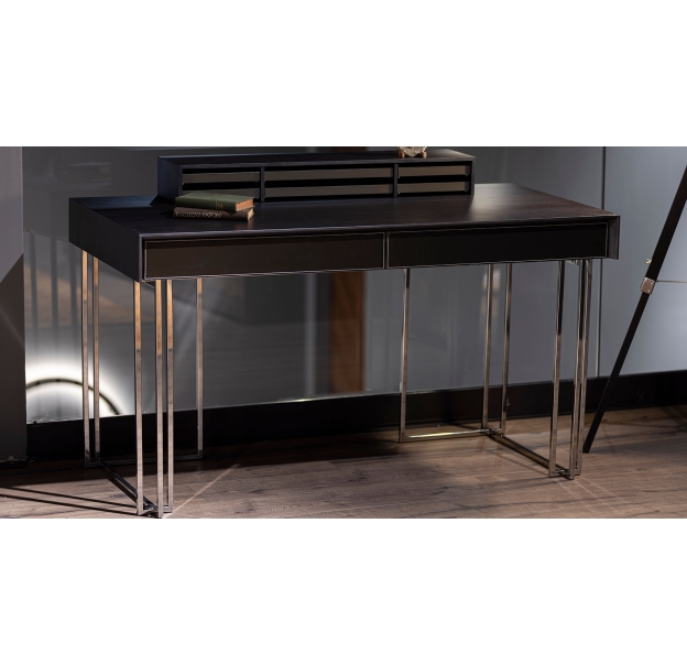 Стол письменный MENTOR DESK Glossy metal Anthracite Walnut Veneer Uluz 1001  138X68X77 СМ. (FUG00060