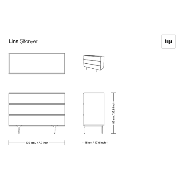 Комод LINS DRESSER Glossy LK17 Brown WOOD / 120X45X86 СМ. (FUG00058)