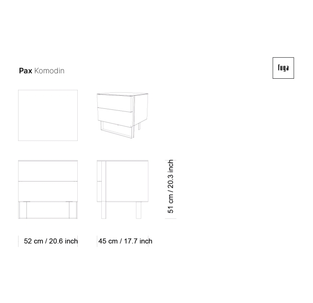 Тумба прикроватная PAX NIGHTSTAND / / / 62X45X51 СМ. (FUG00089)