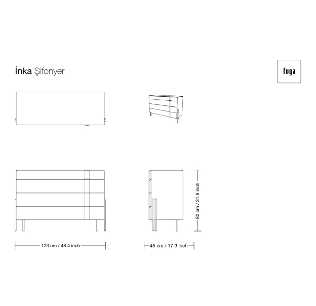 Комод INKA DRESSER / / / 123X45X80 СМ. (FUG00107)