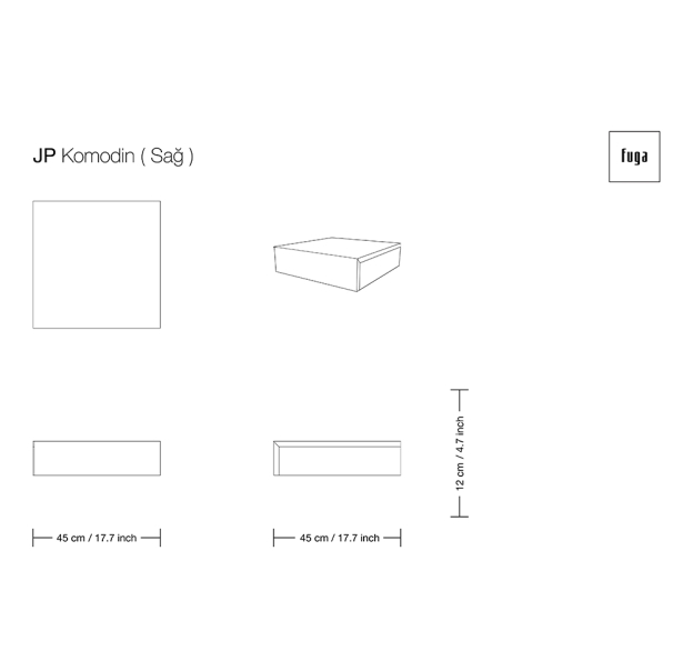 Тумба прикроватная JP NIGHTSTAND RIGHT MODULE / / / 45X45X12 СМ. (FUG00094)