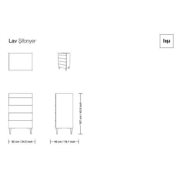 Комод LAV DRESSER TALL / / / 62X46X107 СМ. (FUG00115)