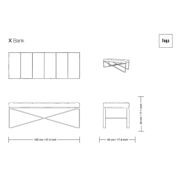 Банкетка X X 120X45X43 СМ. (FUG00128)