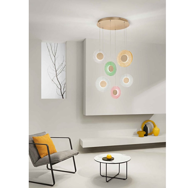 Светильник подвесной CANDY SUSPENSION MULTICOLOR GOLD 45X25X30 СМ. ()